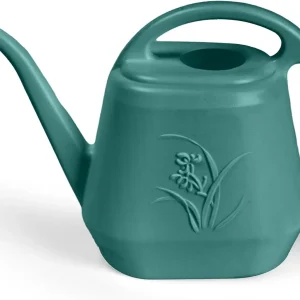 1 Gallon Plastic Watering Can for Garden - Green, Long Spout, Easy Carry Handle - Outdoor Plant Waterer