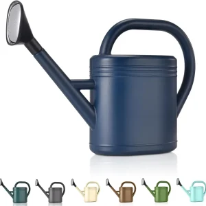 1 Gallon Watering Can for Indoor Outdoor Plants, Long Spout with Sprinkler Head, No Leak, Blue