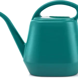 1 Gallon Plastic Watering Can for Indoor Outdoor Garden Plants, Long Spout, Ergonomic Handle, 4L Capacity, Green